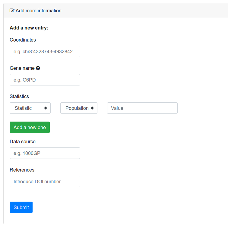 Adding a new entry form